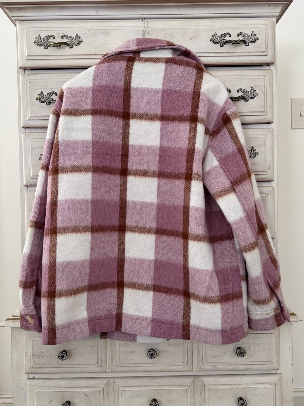Pink Plaid Wool Shacket - Picture 2 of 4